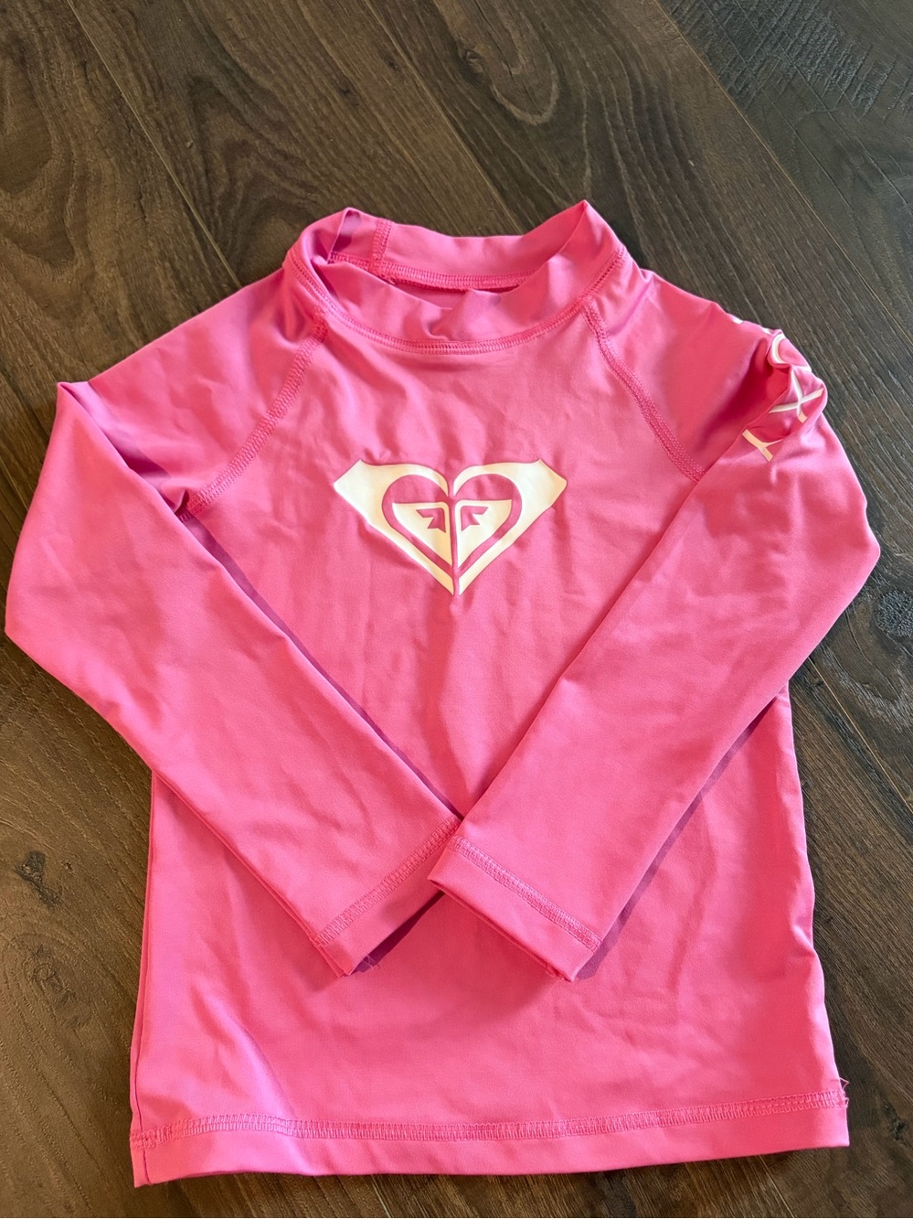 Roxy Girls' Bright Pink Long Sleeve Rash Guard Top